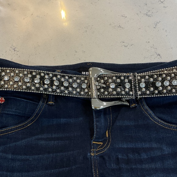 Guess Black and Silver Embellished Belt - Picture 1 of 10